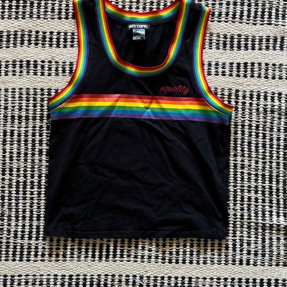 Hot topic Size XS Black Rainbow equality Tank Top